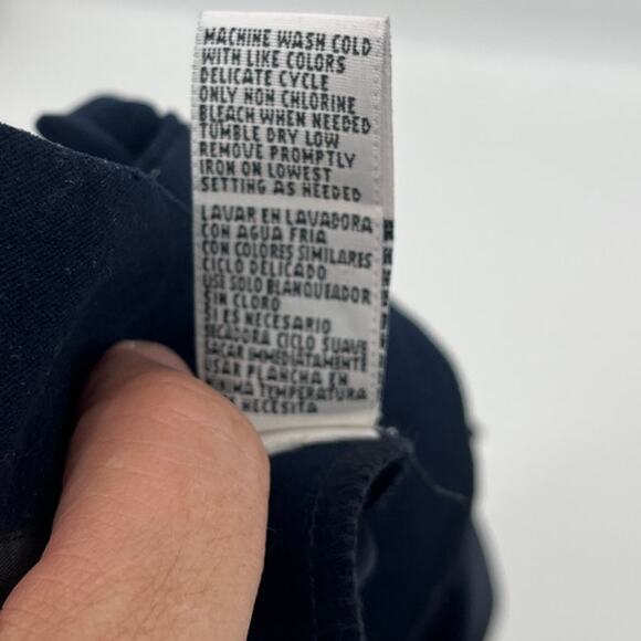 Vtg 90s Sag Harbor Horsebit Sheath Dres 8 Equestrian Old Money Preppy Chic Navy - Picture 12 of 12